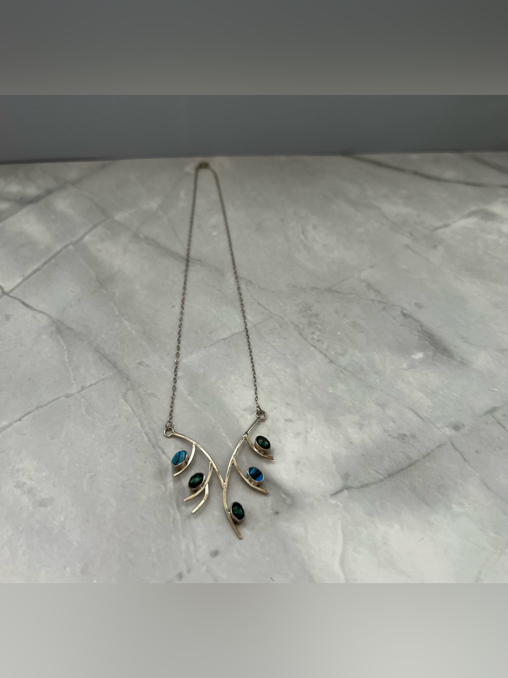 Abalone Leaf Necklace Sterling Silver